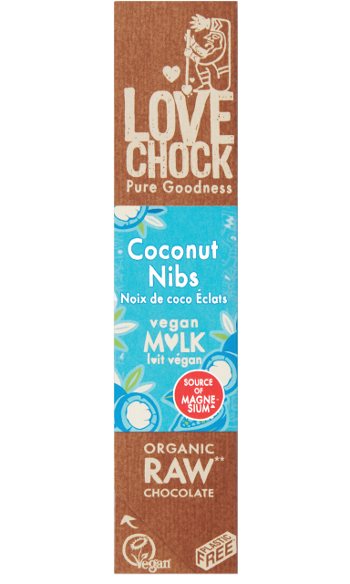 Lovechock Creamy noix de coco/nibs barres bio & raw 40g